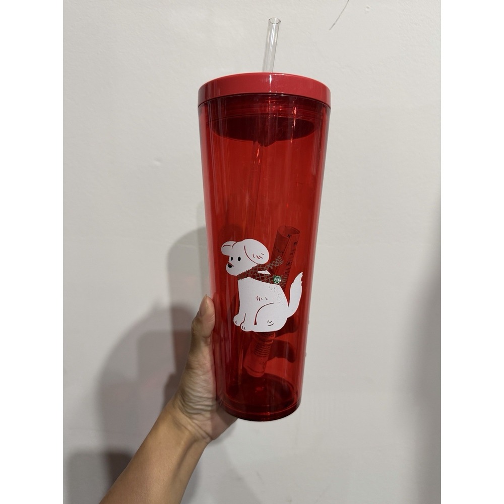 Starbucks Christmas Red Dog Tumbler 26oz RARE BRAND‎ NEW w/ FLAWS